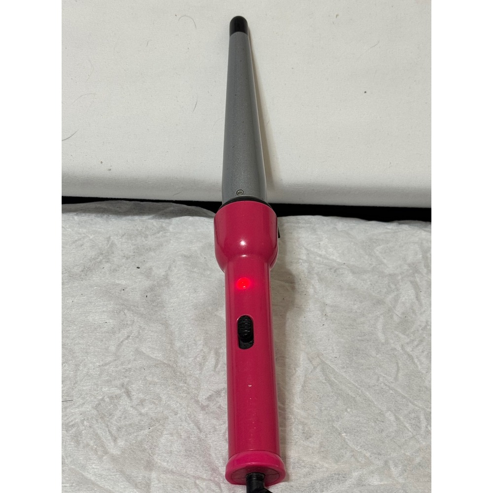 Conair You Curl Tapered Ceramic Curling Wand Pink Silver Clipless Hair Styler